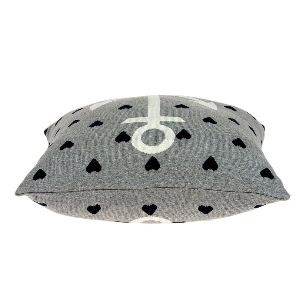 18" Black And Gray Nautical Cotton Throw Pillow