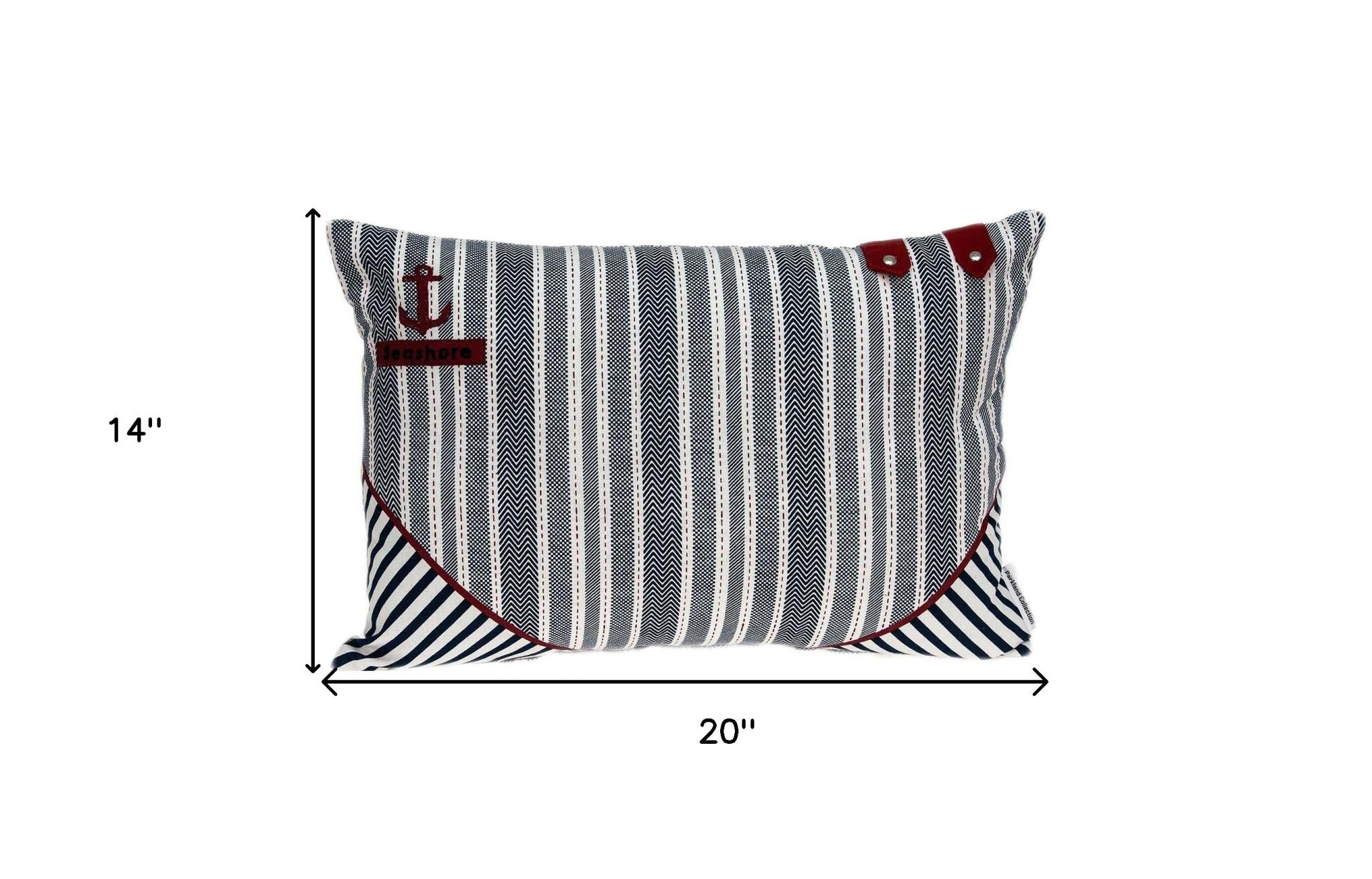 14" X 20" Gray Striped Cotton Throw Pillow