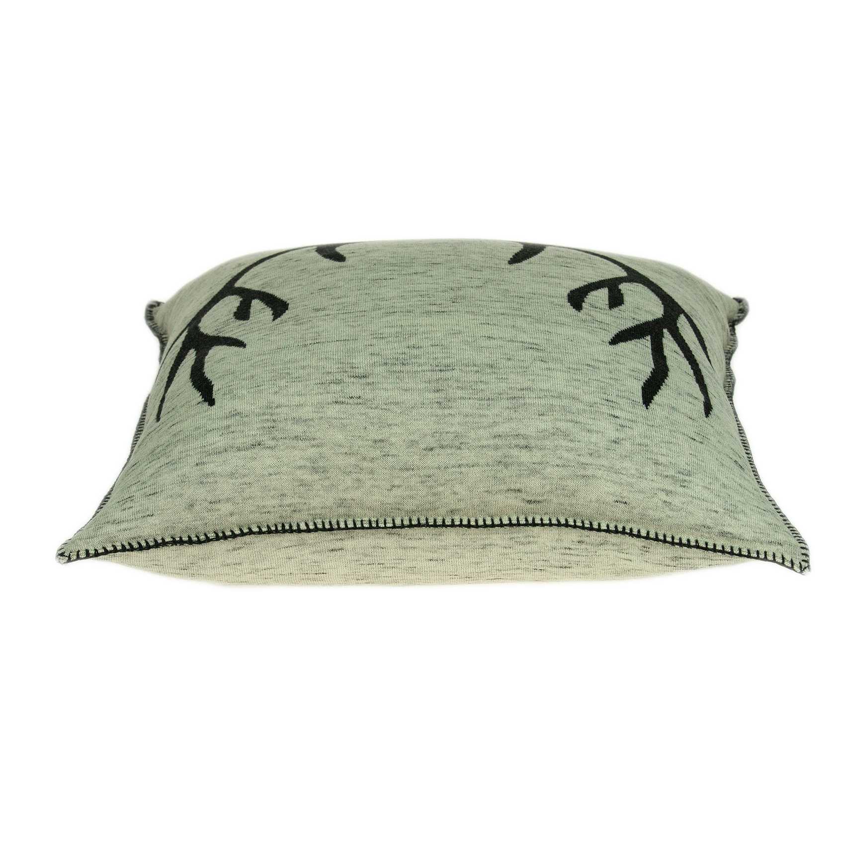20" Gray And Black Lodge Antlers Cotton Throw Pillow