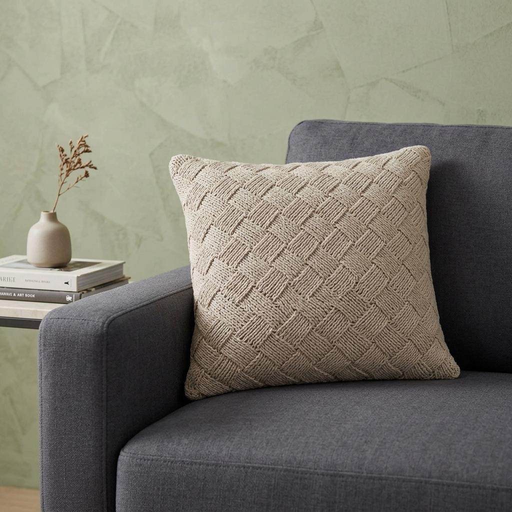 20" X 7" X 20" Charming Transitional Beige Accent Pillow Cover With Poly Insert