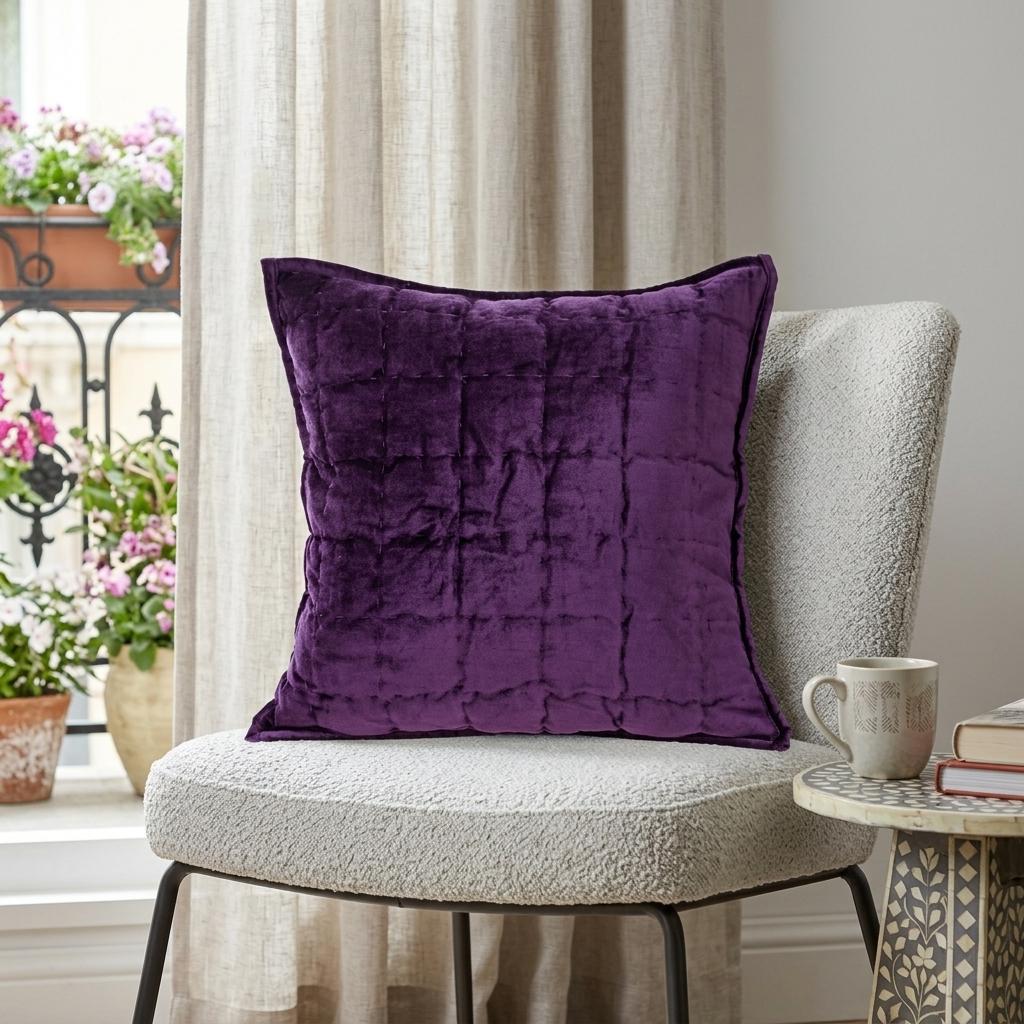 20" X 20" Purple Cotton Blend Zippered Pillow