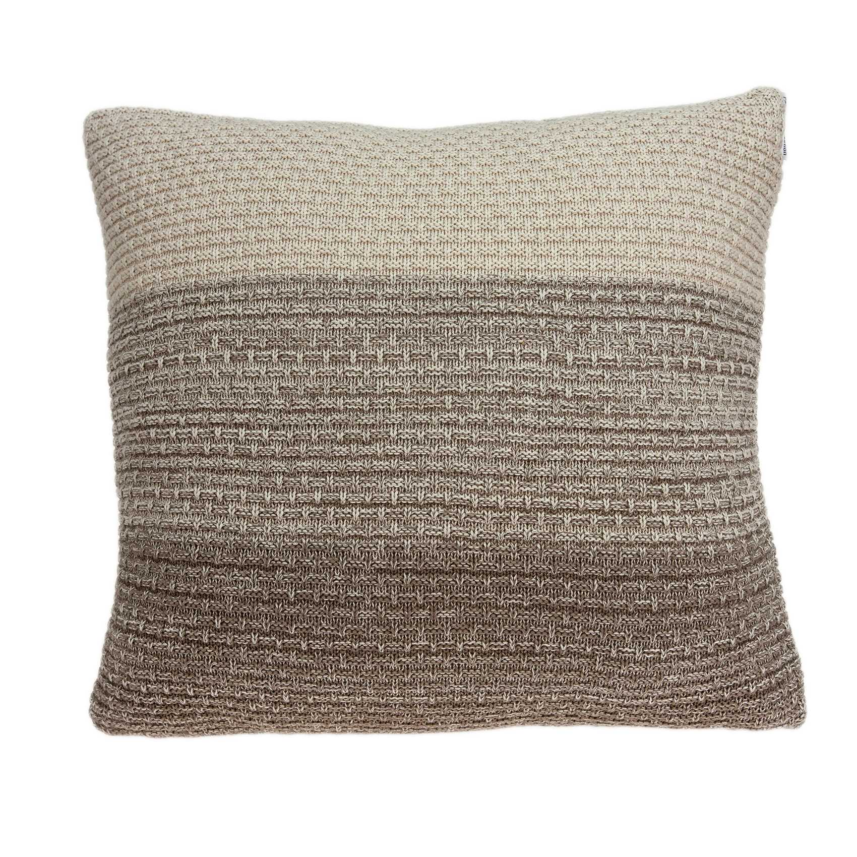 20" X 20" Beige and Brown Cotton Pillow
