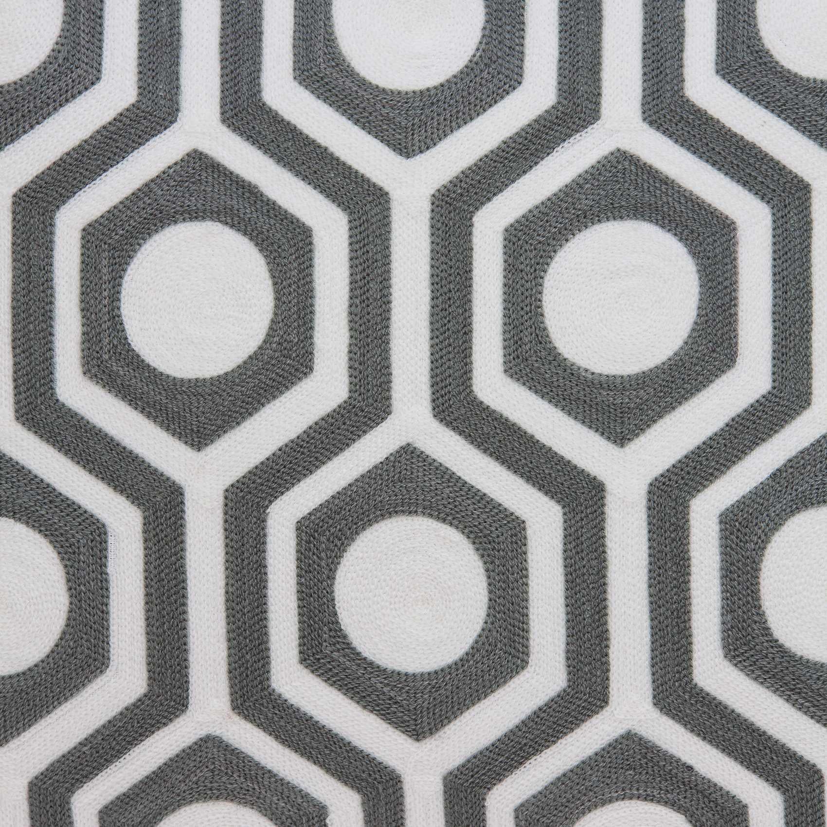 20" Gray And White Geometric Cotton Throw Pillow