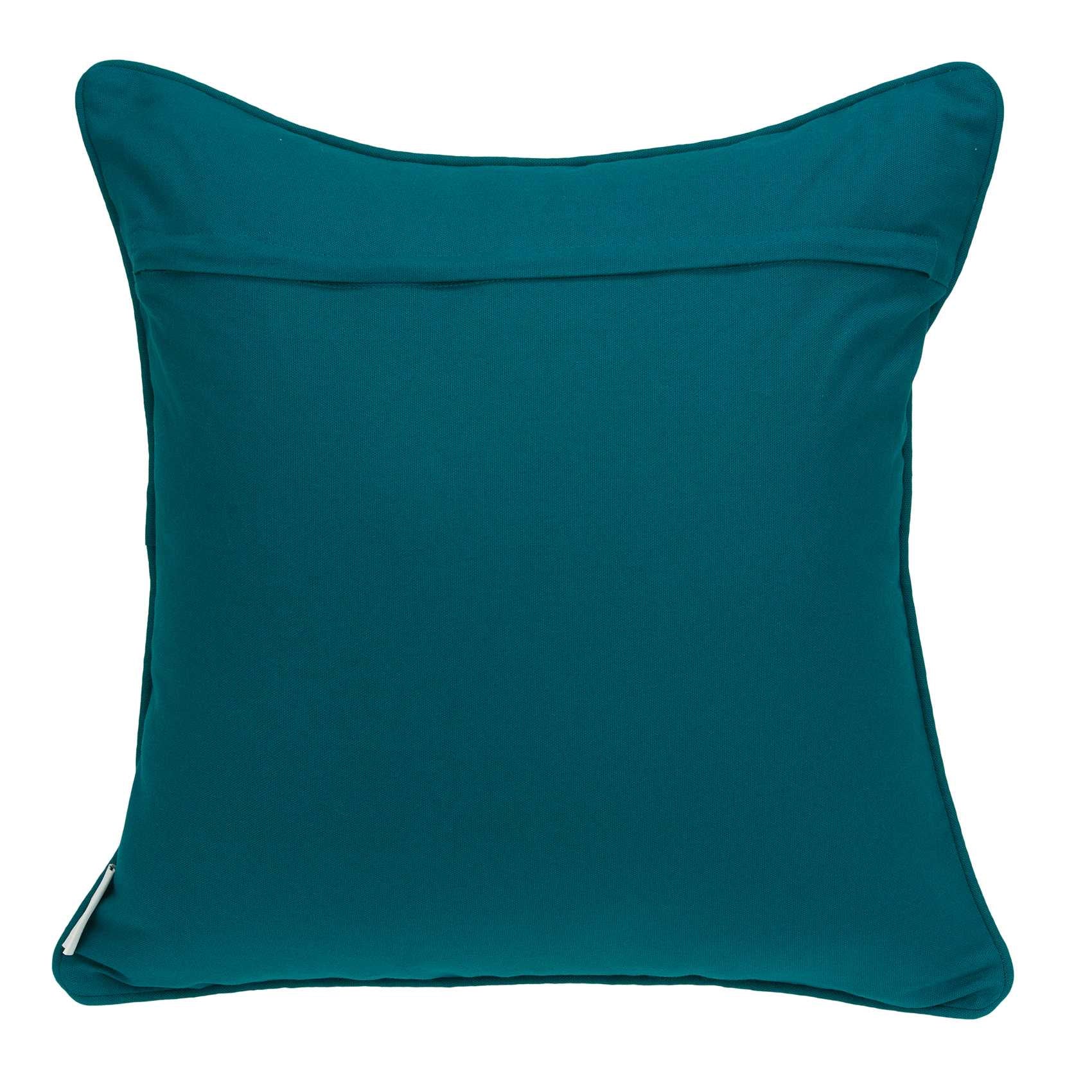 20" Navy Blue Yellow And Teal Quatrefoil Cotton Throw Pillow