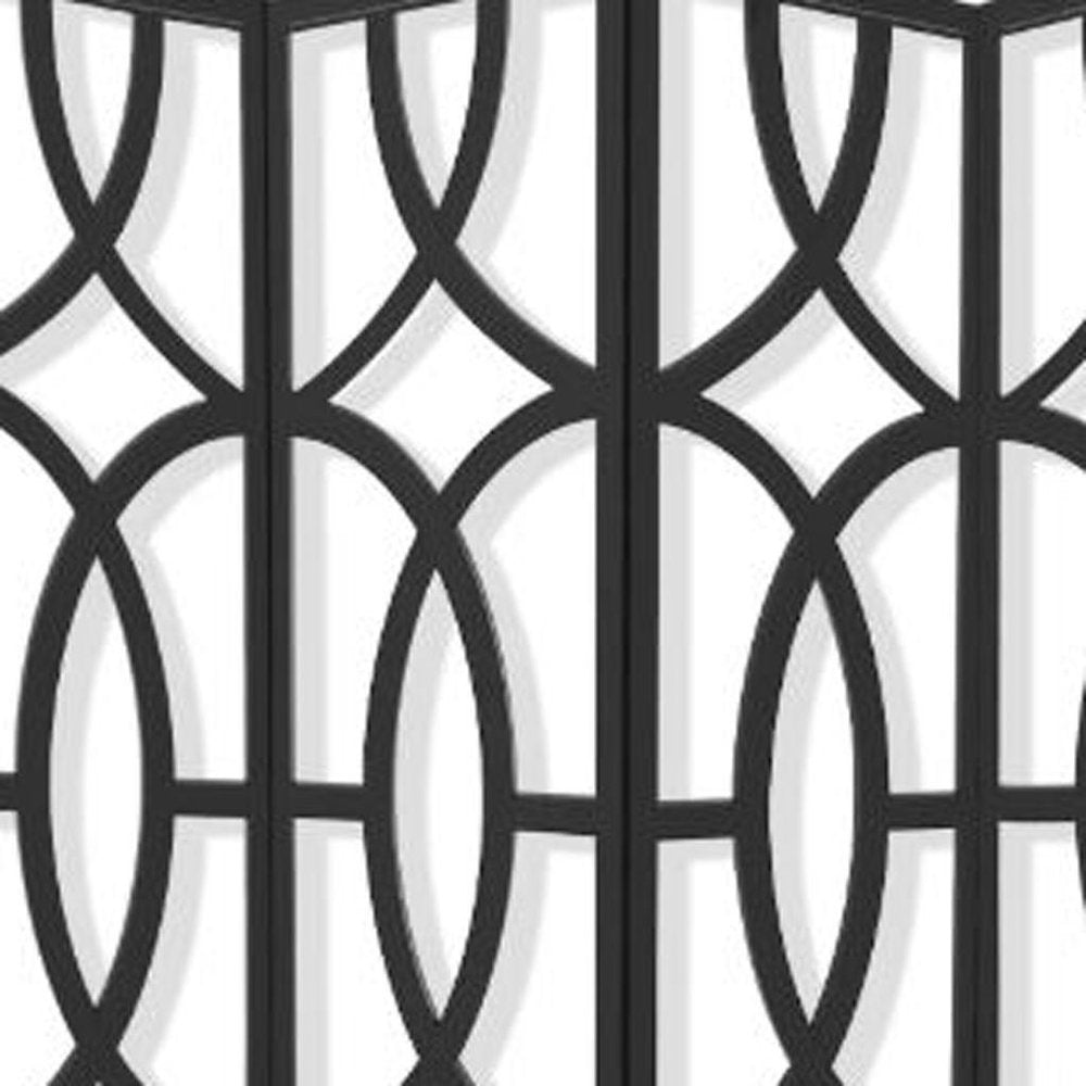 84" Black Solid Wood Folding Four Panel Screen Room Divider