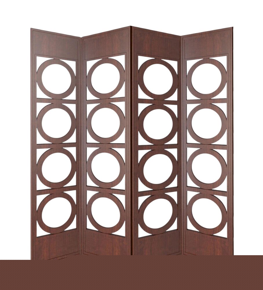 84" Brown Solid Wood Folding Four Panel Screen Room Divider