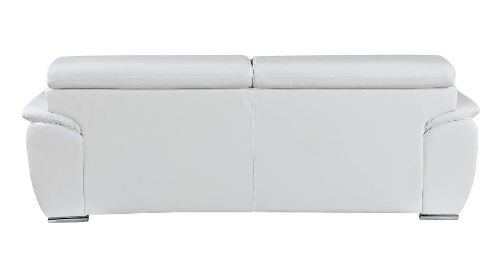 Two Piece Indoor White Genuine Leather Five Person Seating Set