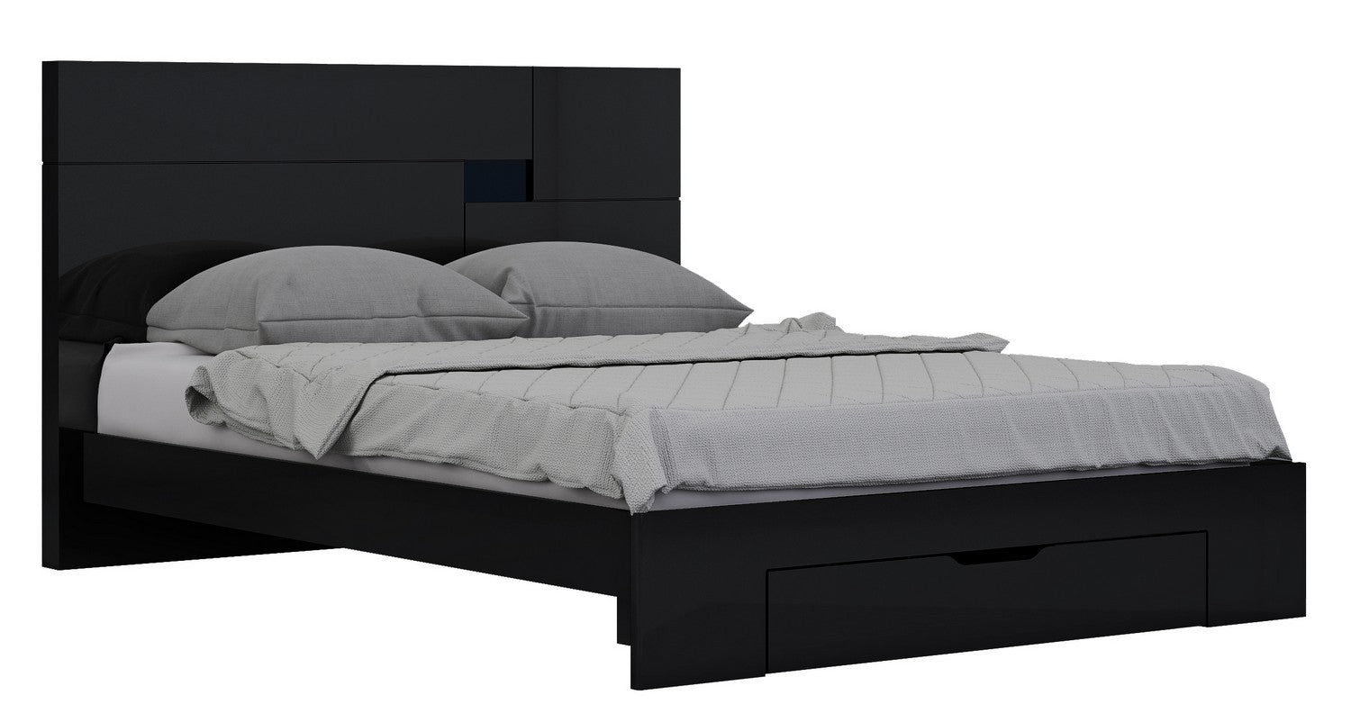 Black Solid Wood King Bed Frame