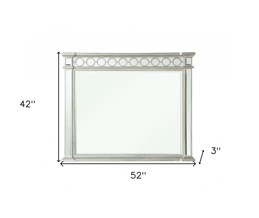 42" Silver Wood Framed Mounted Dresser Mirror