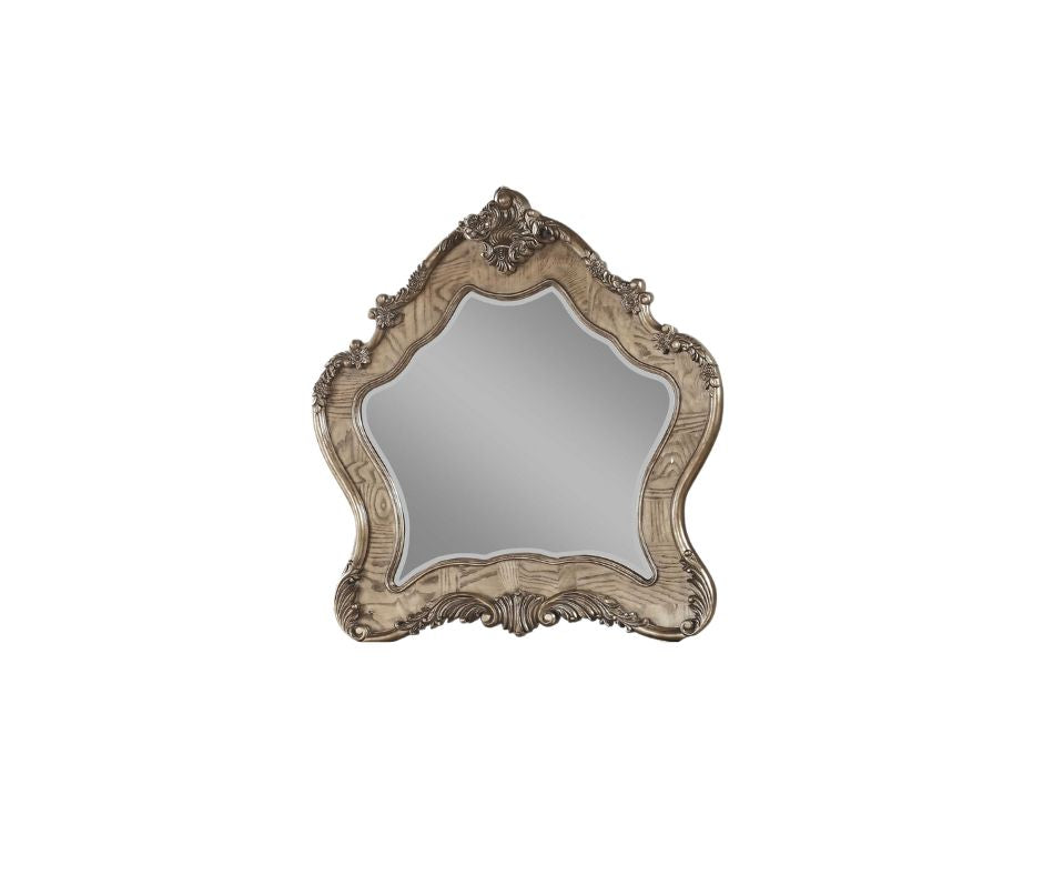 48" Vintage Oak Irregular Framed Mirror
