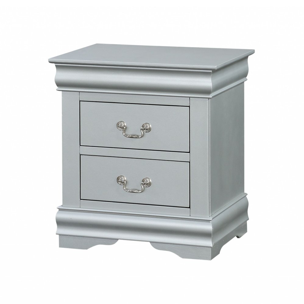 34" Antiqued White Solid Wood Three Drawer Nightstand