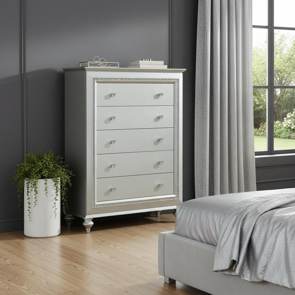 18" Champagne Wood Five Drawer Dresser