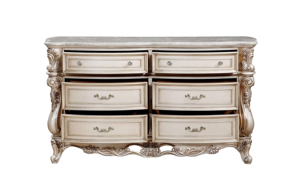 7200" Beige Solid Wood Six Drawer Double Dresser