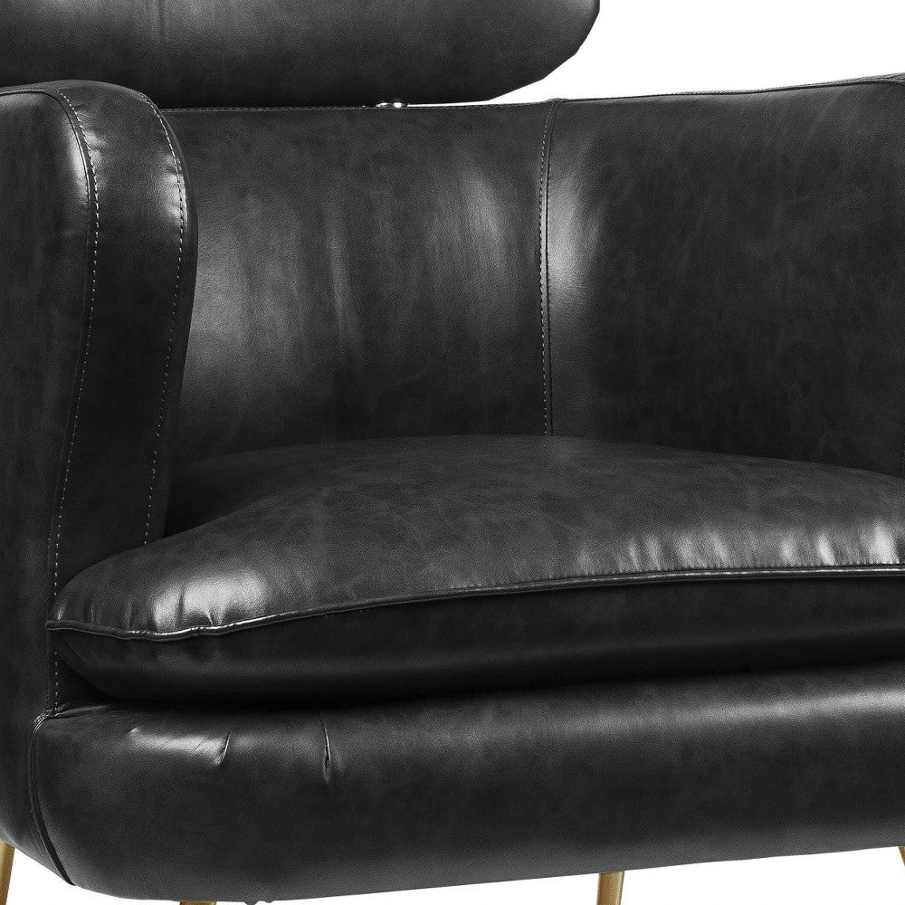 29" X 28" X 37" Dark Gray Pu Upholstery Metal Leg Accent Chair