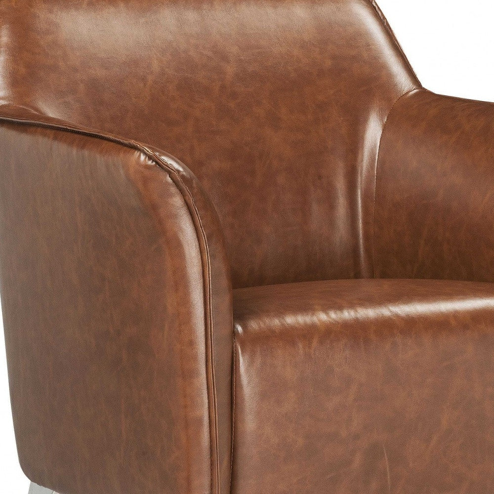 29" X 28" X 37" Dark Gray Pu Upholstery Metal Leg Accent Chair