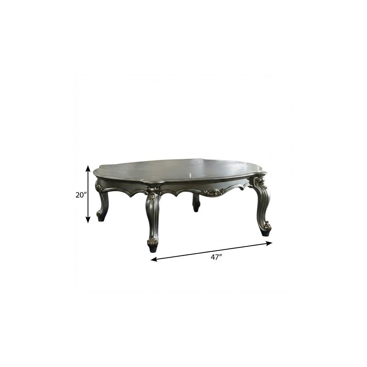 47" Platinum Solid Wood Free Form Coffee Table