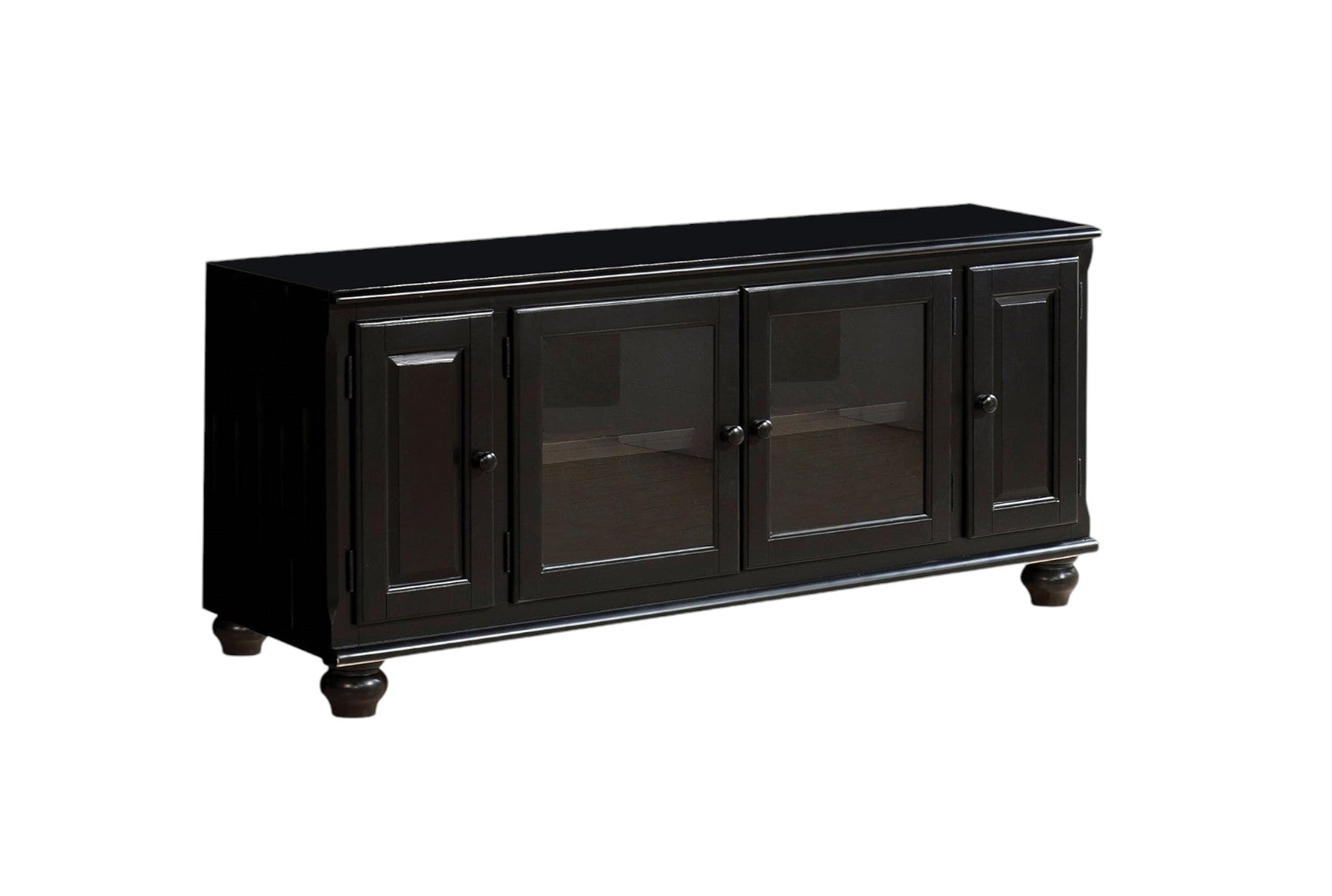 58" Black Wood Enclosed Storage TV Stand