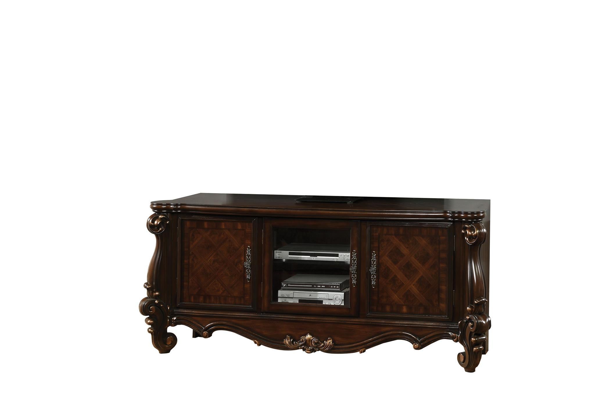 74" Dark Brown Solid Wood Enclosed Storage