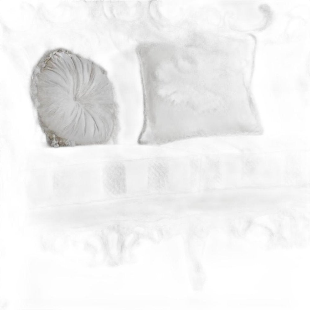 61" Ivory And Silver Damask Chesterfield Loveseat