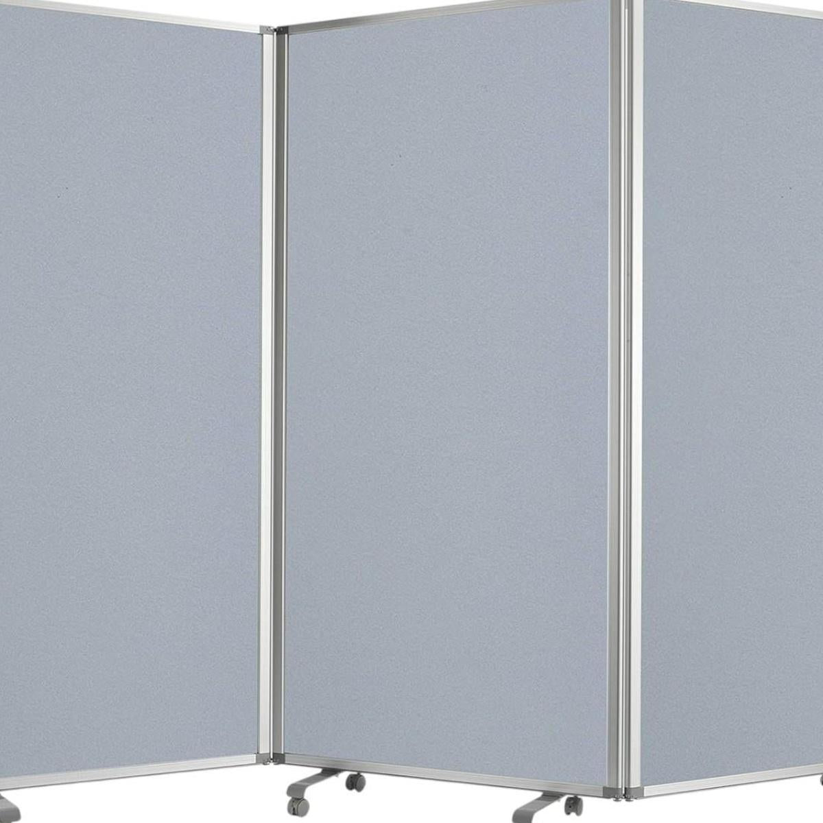 71" Gray Iron Folding Three Panel Screen Room Divider