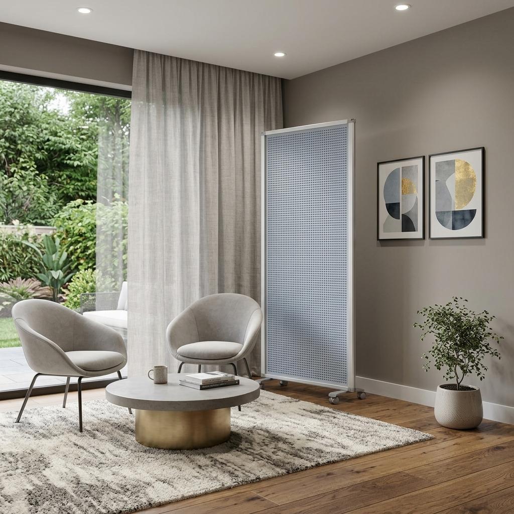 71" White Iron Folding Six Panel Screen Room Divider