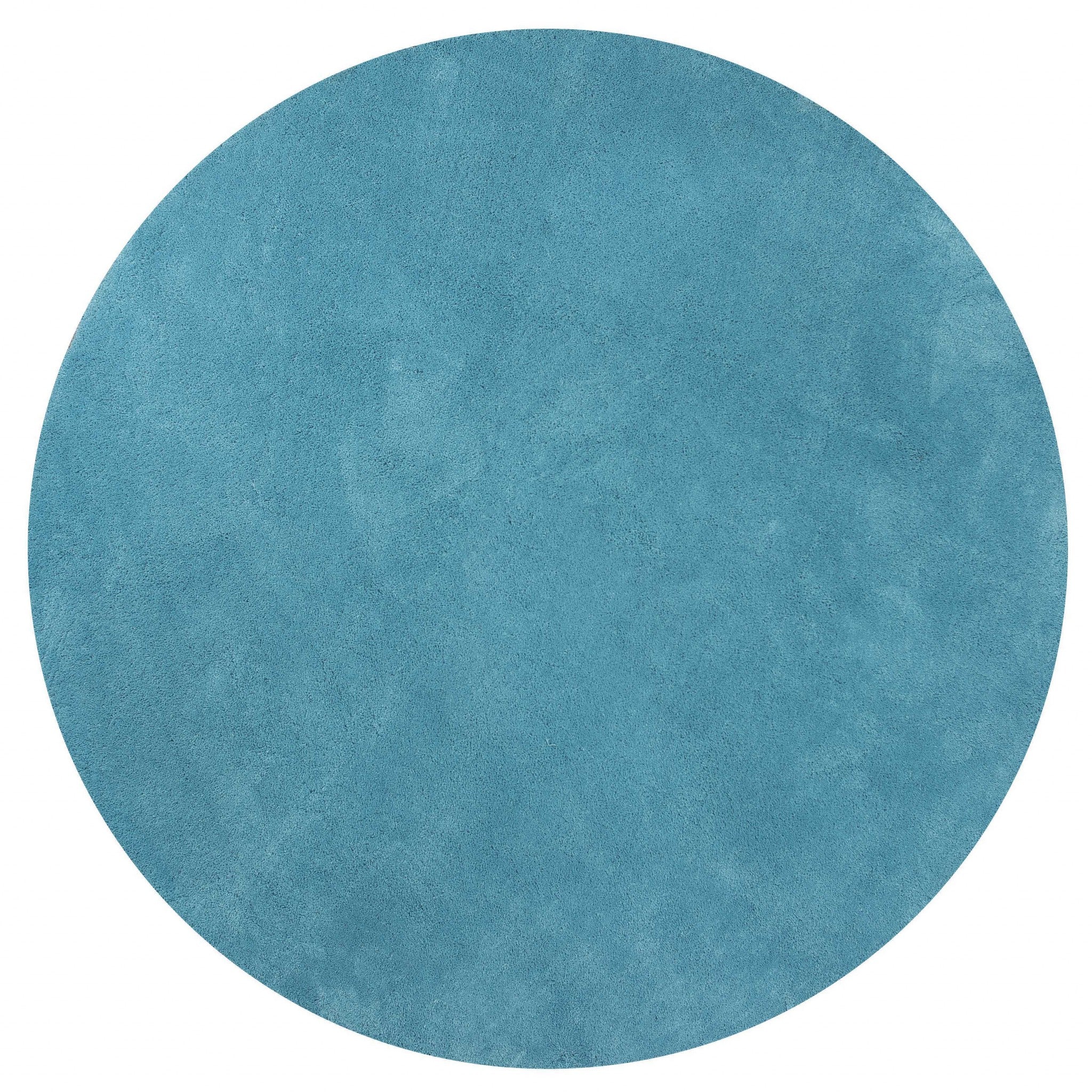 8' Blue Hand Woven Round Rug