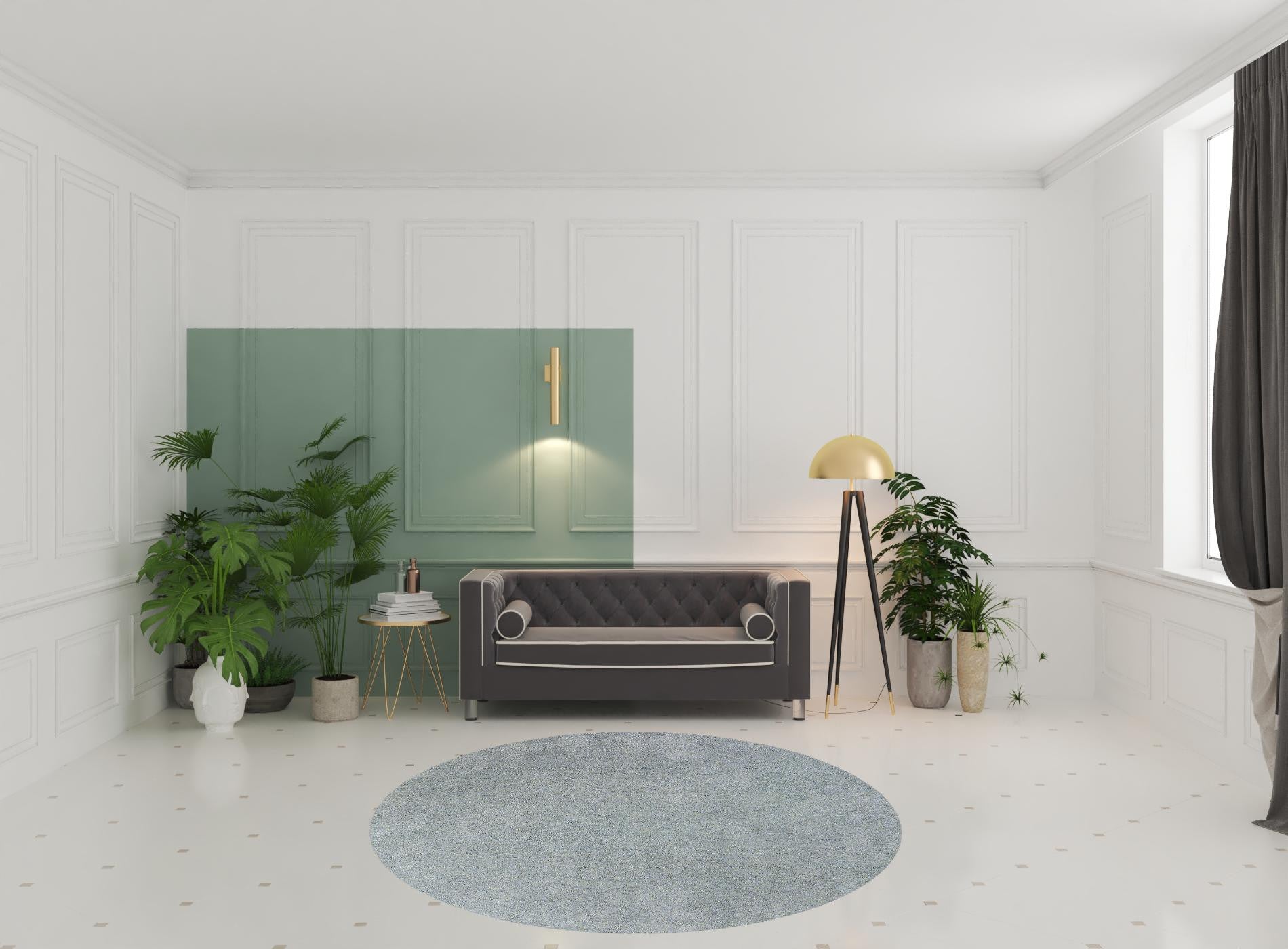 8' Blue Hand Woven Round Rug