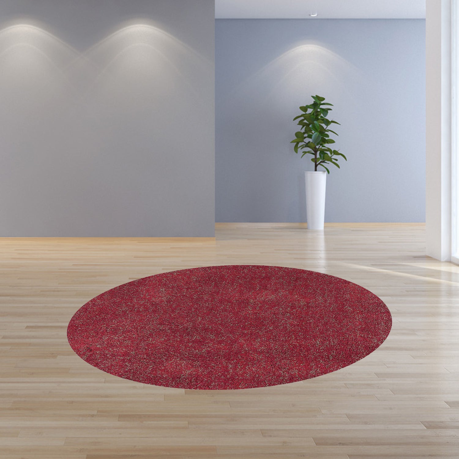 8' Red Hand Woven Round Rug