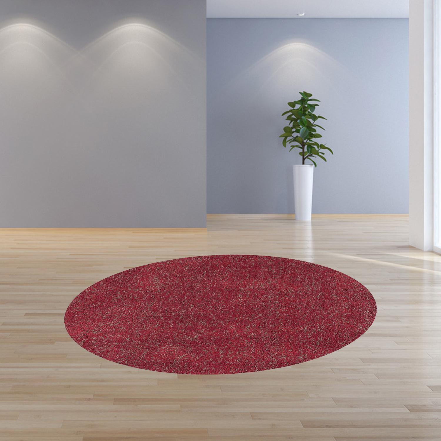 8' Red Hand Woven Round Rug