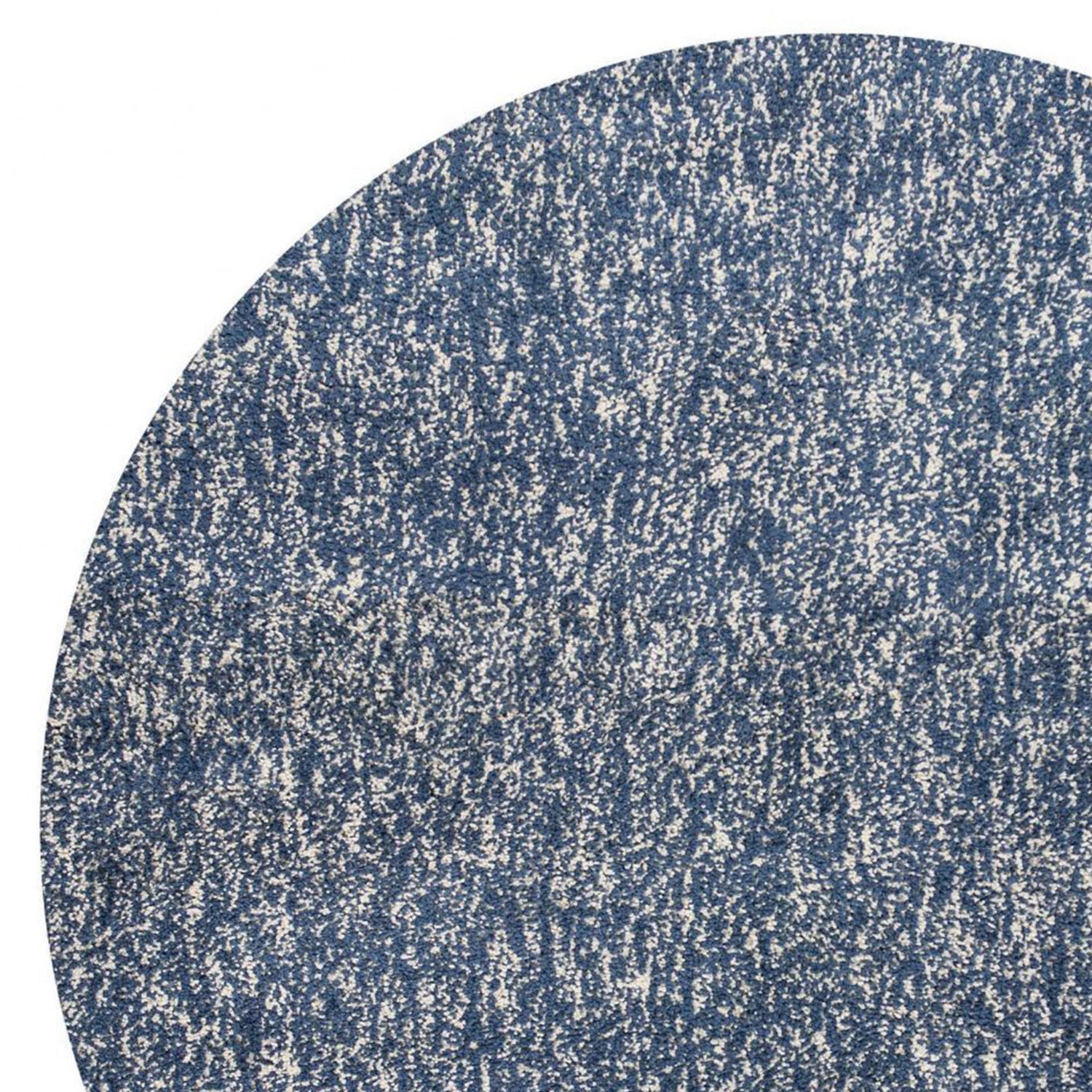 8' Indigo And Ivory Abstract Hand Woven Round Rug