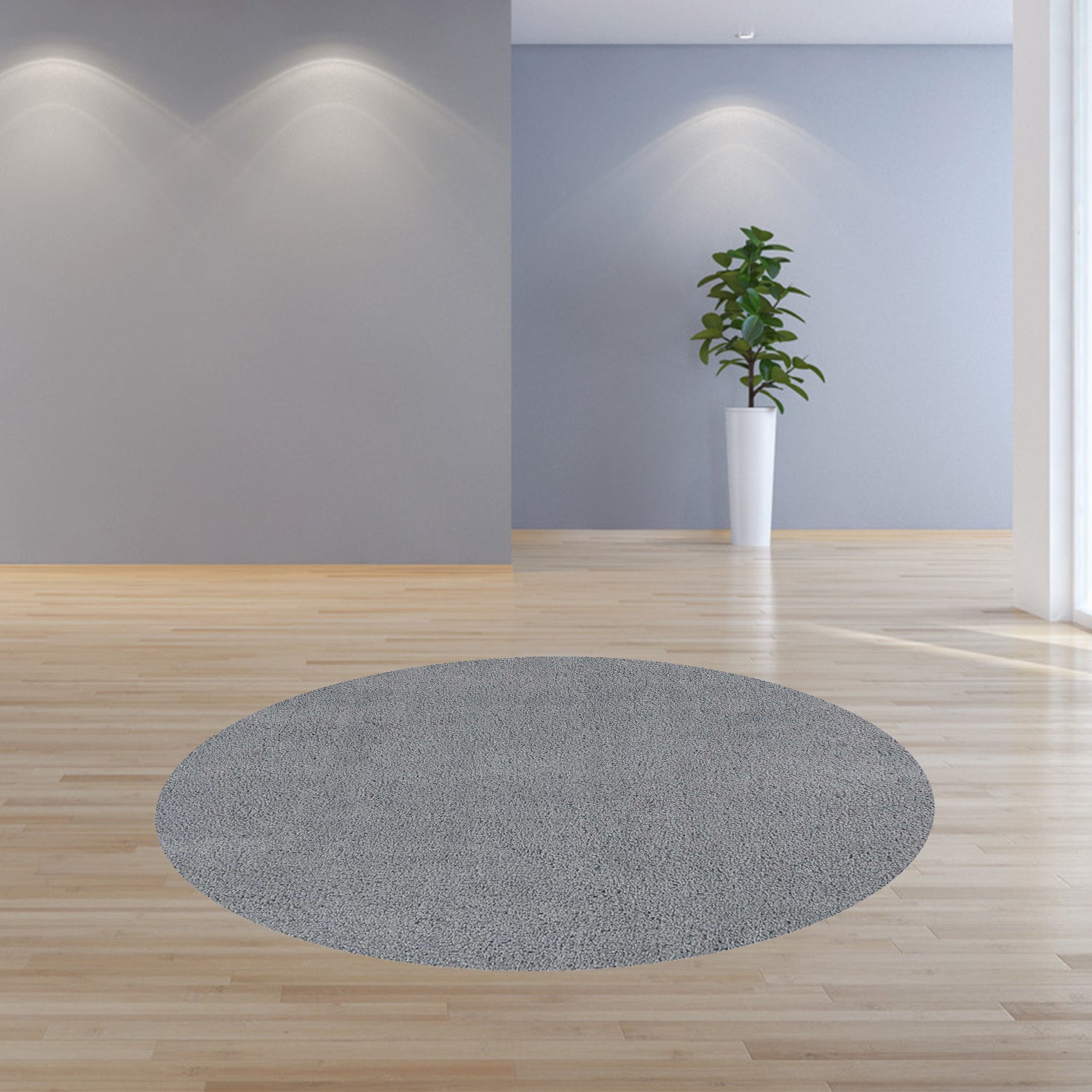 8' Gray Hand Woven Round Rug