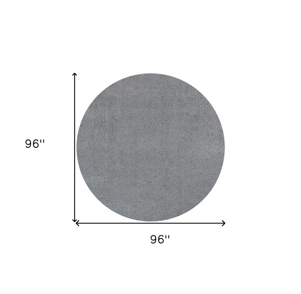 8' Gray Hand Woven Round Rug