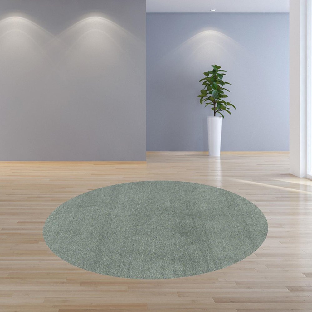 8' Slate Blue Hand Woven Round Rug
