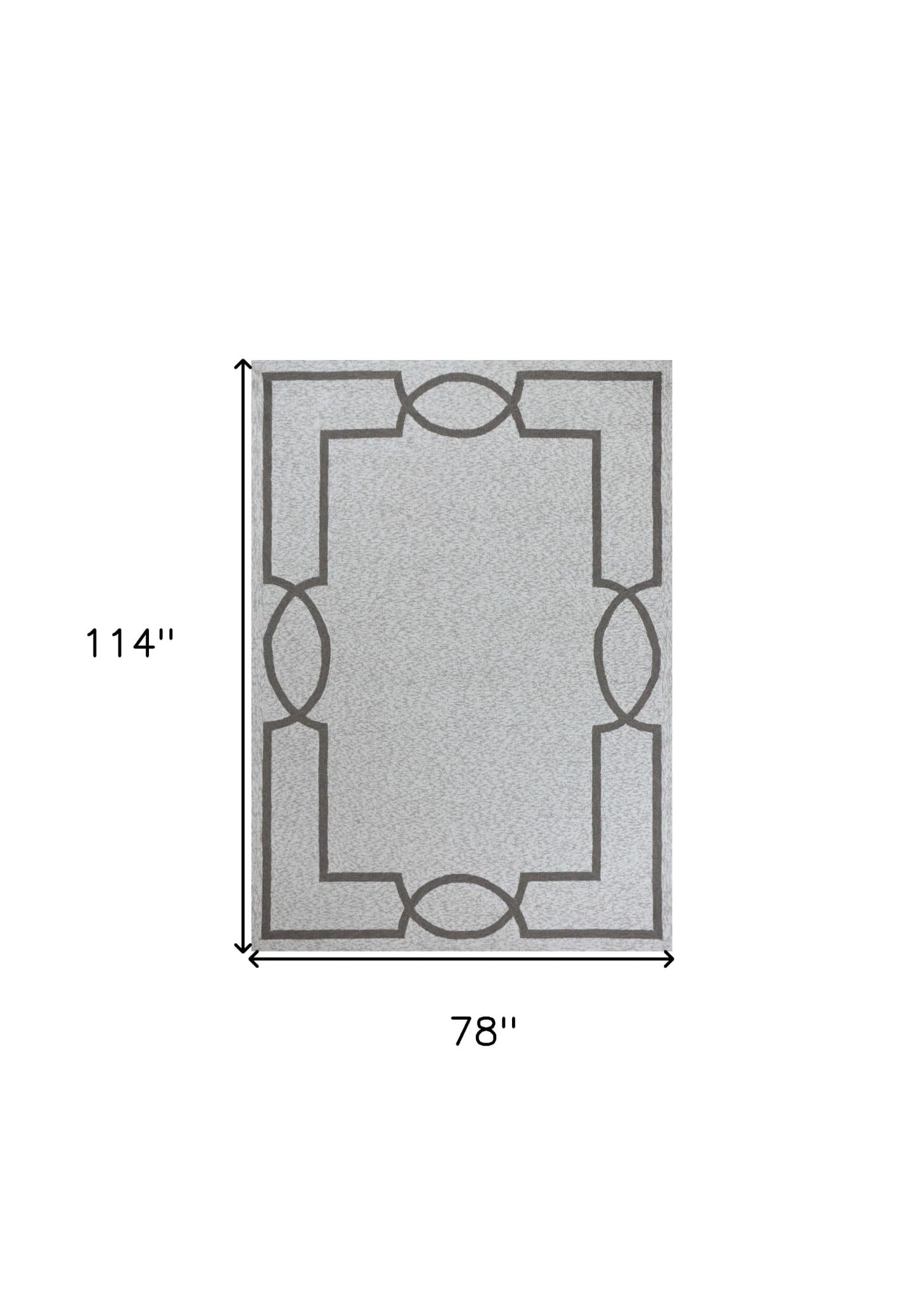 6' X 9' Ivory And Gray Geometric Hand Hooked Area Rug