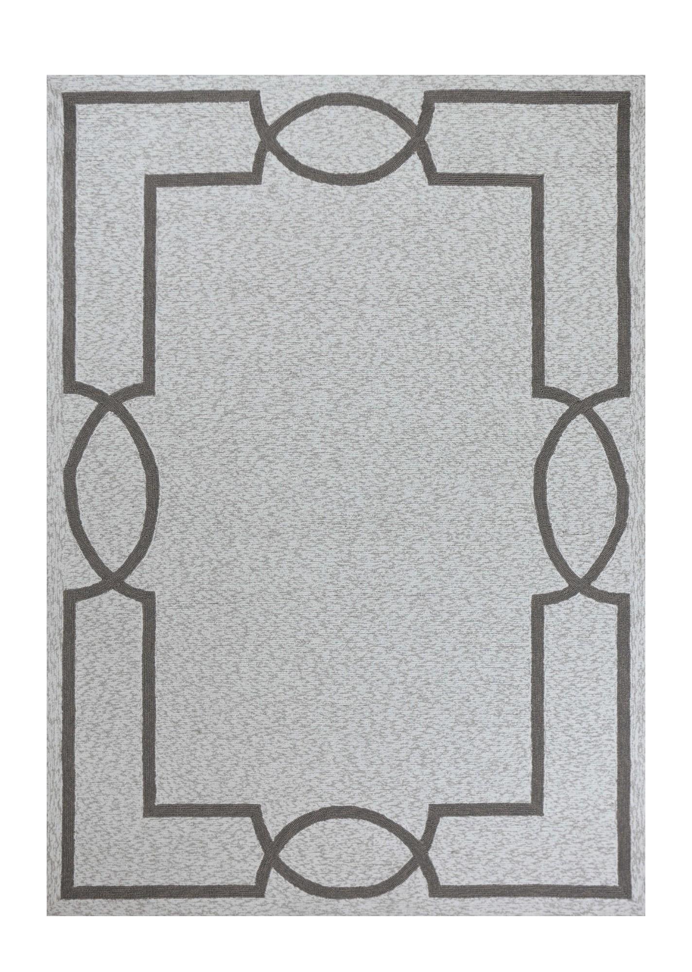 6' X 9' Ivory And Gray Geometric Hand Hooked Area Rug