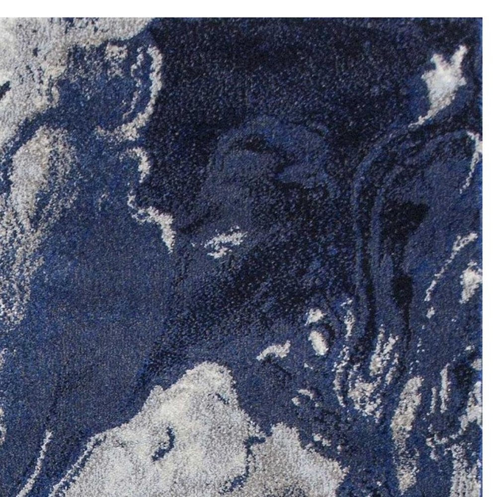 7' X 10' Blue Gray And Ivory Abstract Area Rug