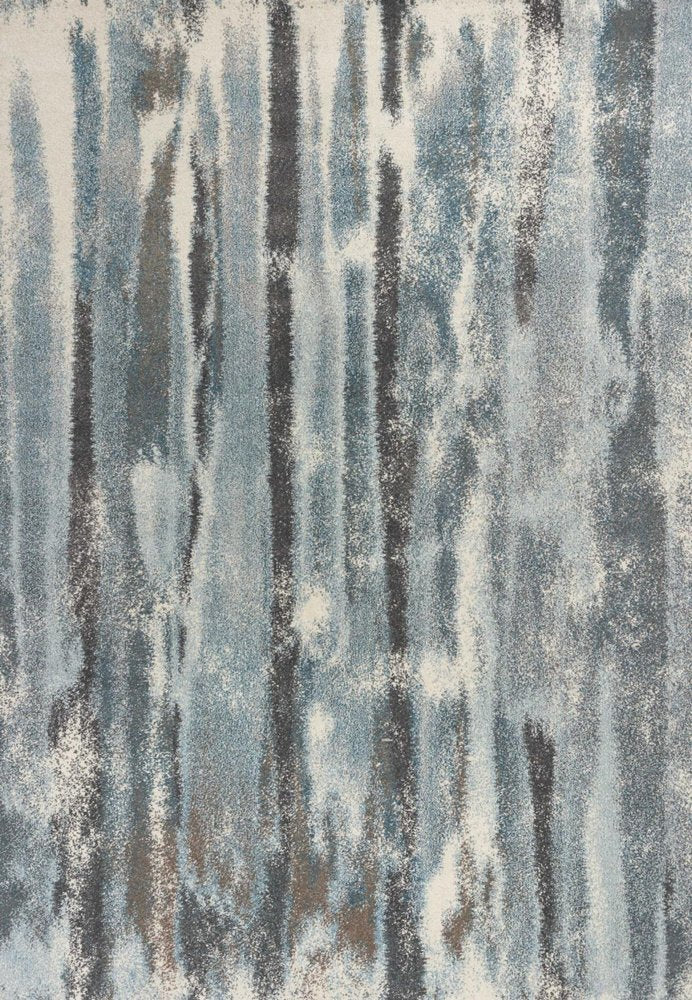 7' X 10' Teal Blue And White Abstract Distressed Area Rug