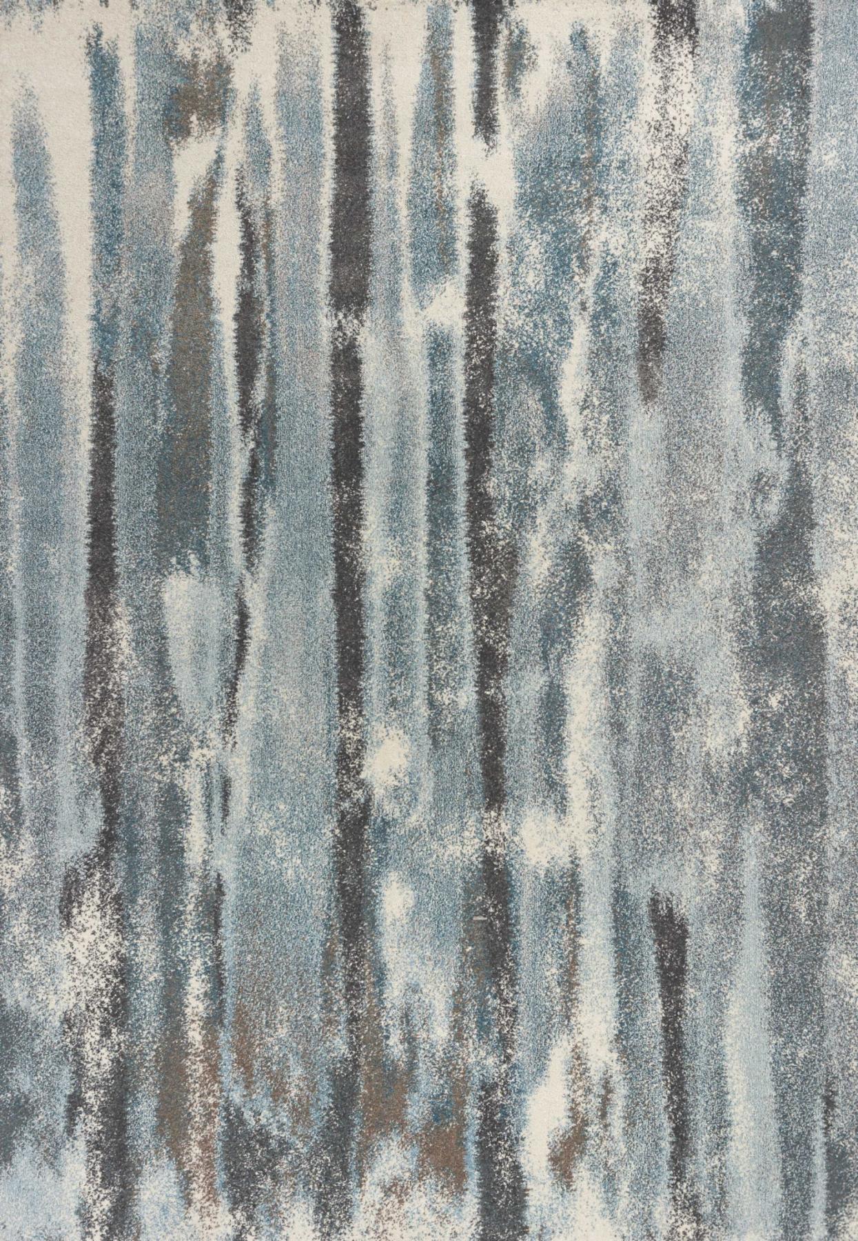 7' X 10' Teal Blue And White Abstract Distressed Area Rug