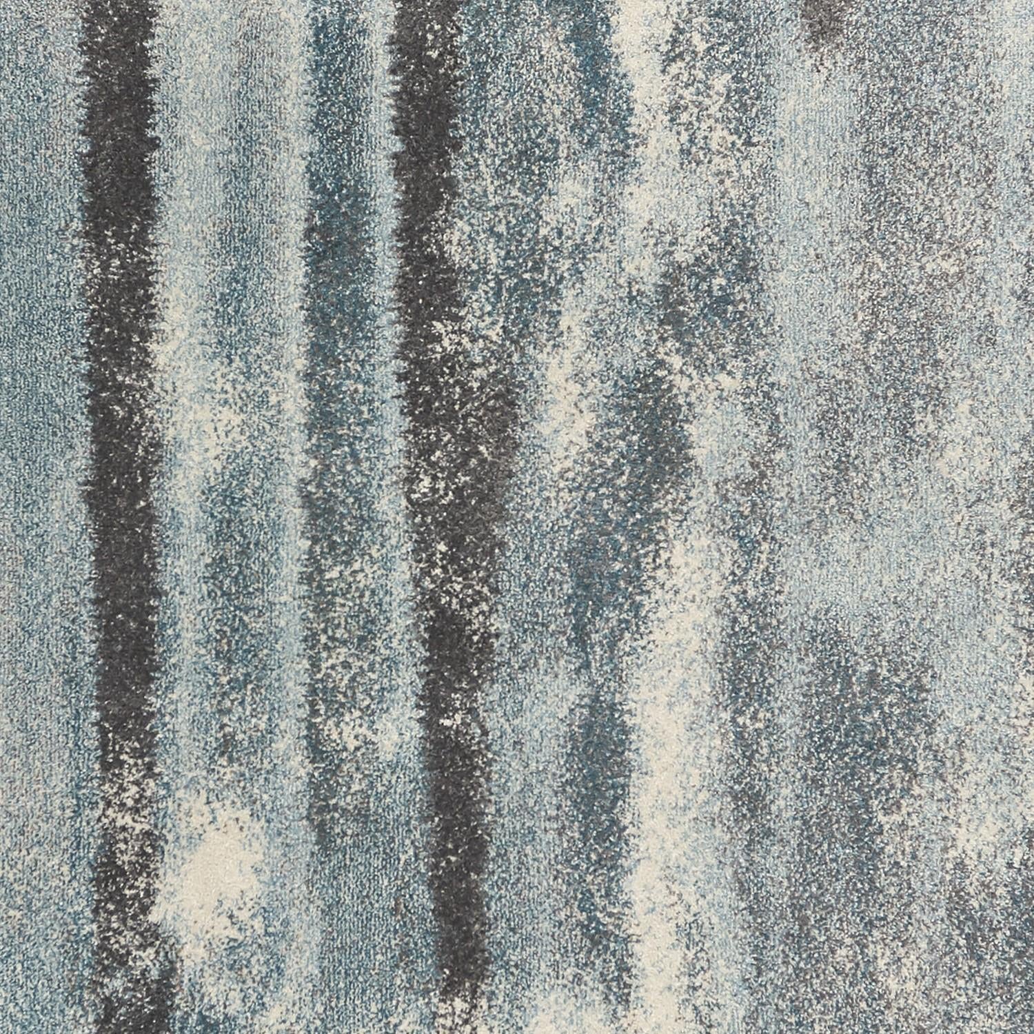 7' X 10' Teal Blue And White Abstract Distressed Area Rug