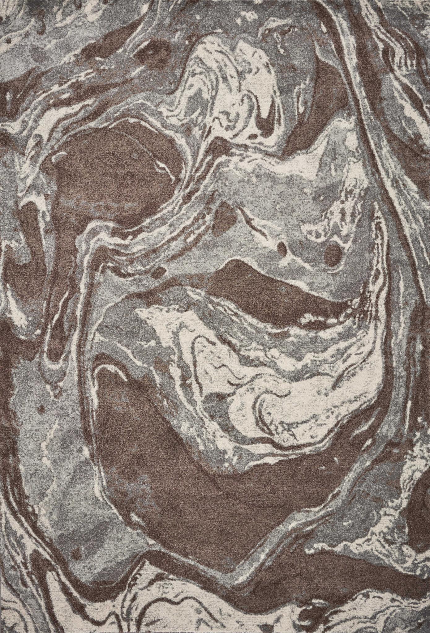7' X 10' Brown And Ivory Abstract Area Rug