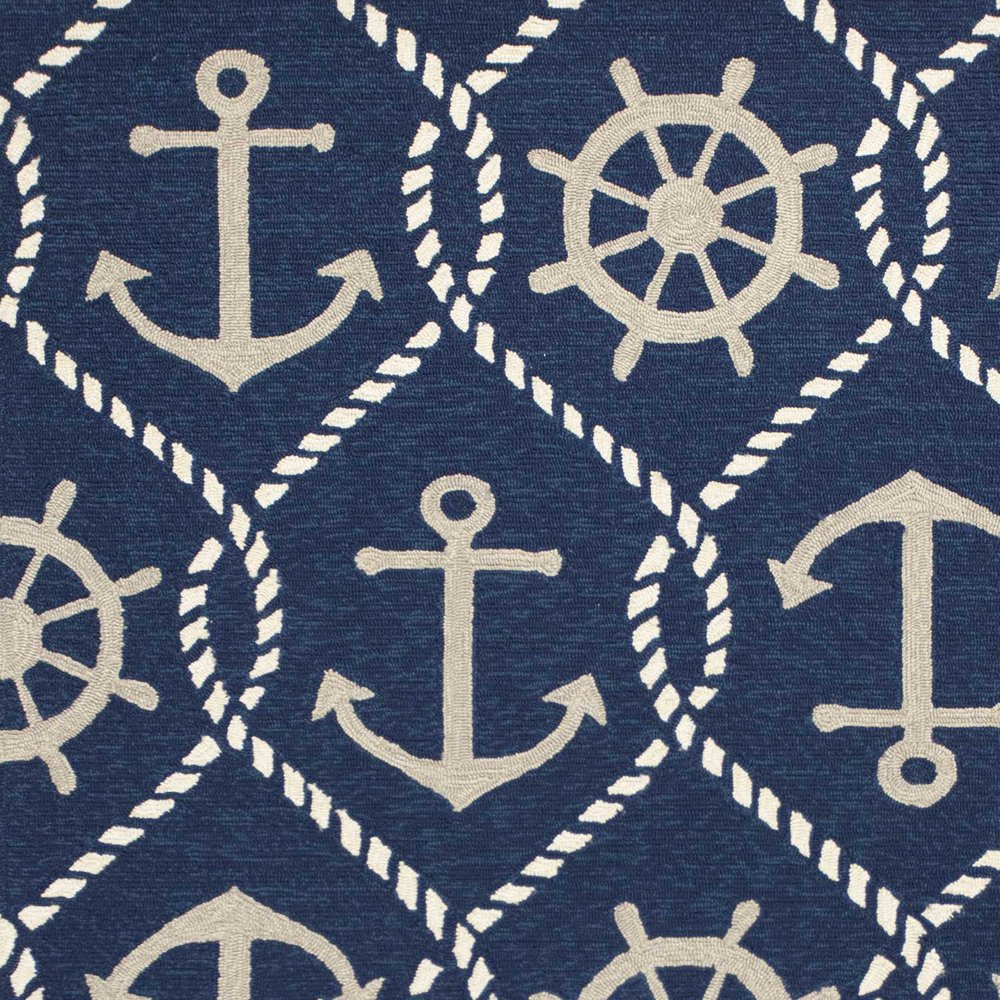 7' X 9' Navy Blue Nautical Handmade Indoor Outdoor Area Rug
