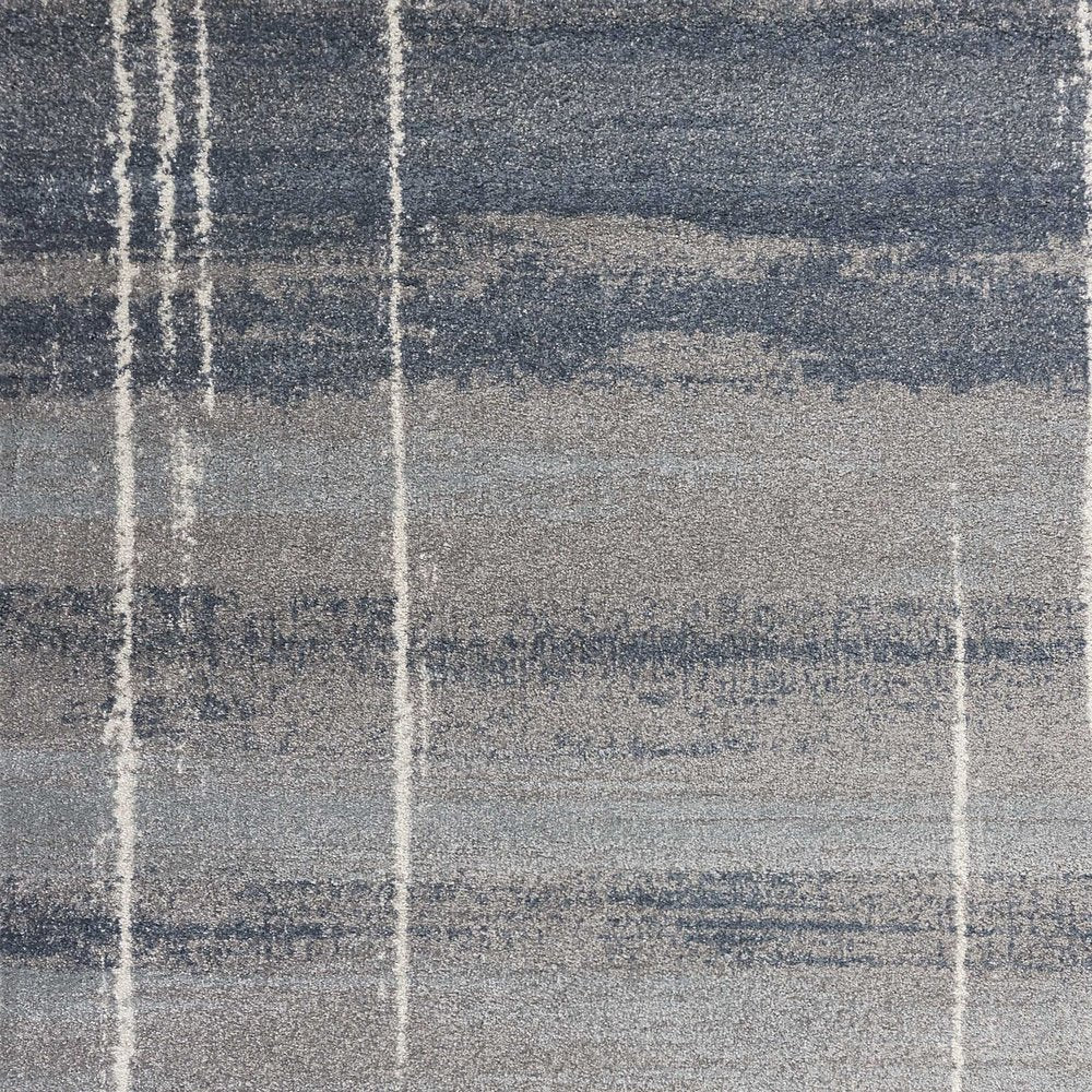 7' X 10' Blue And Gray Abstract Area Rug