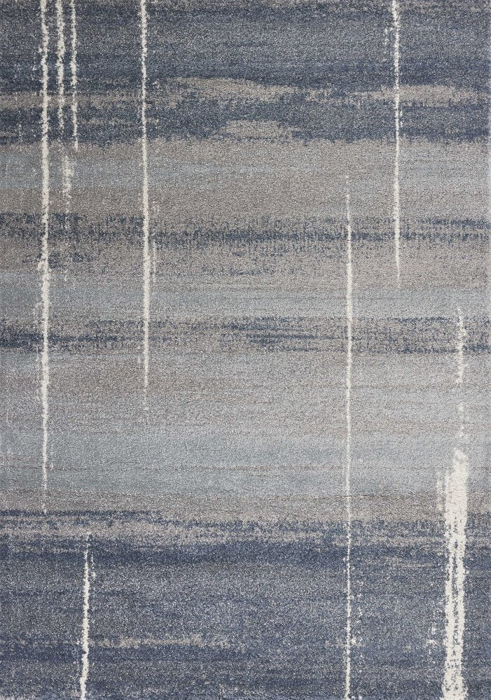 7' X 10' Blue And Gray Abstract Area Rug