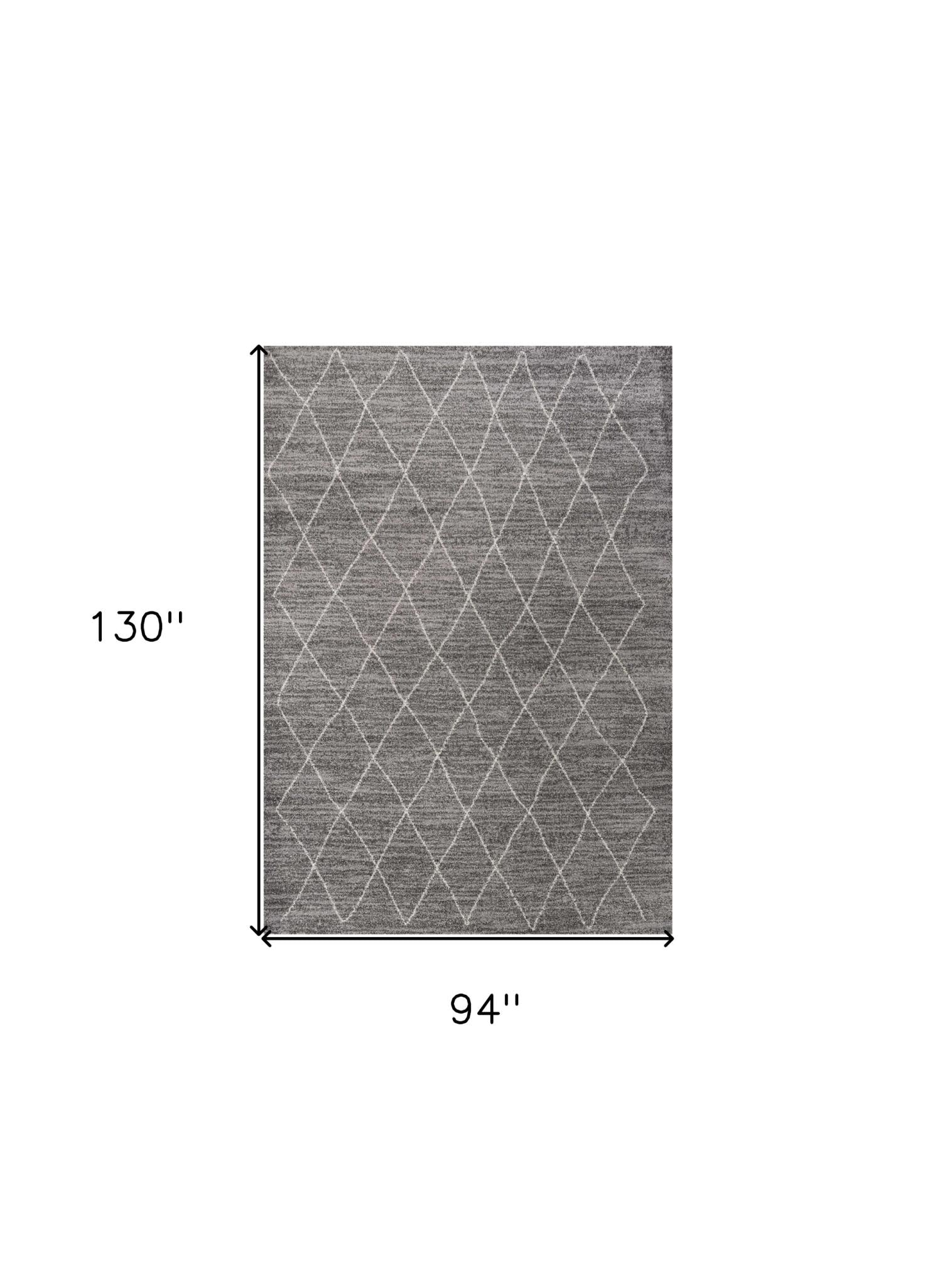 8' X 11' Gray And Ivory Geometric Area Rug