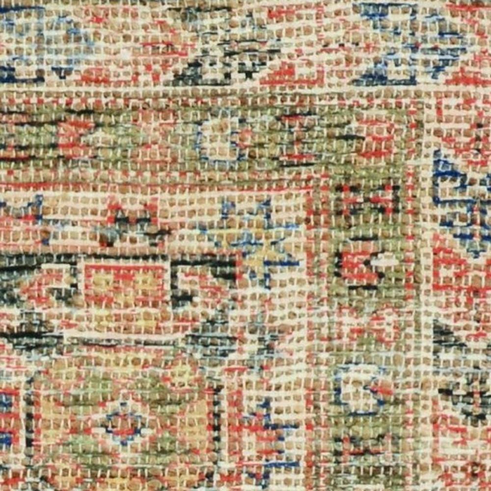 8' X 11' Brick Red Green And Brown Jute Southwestern Handmade Distressed Area Rug