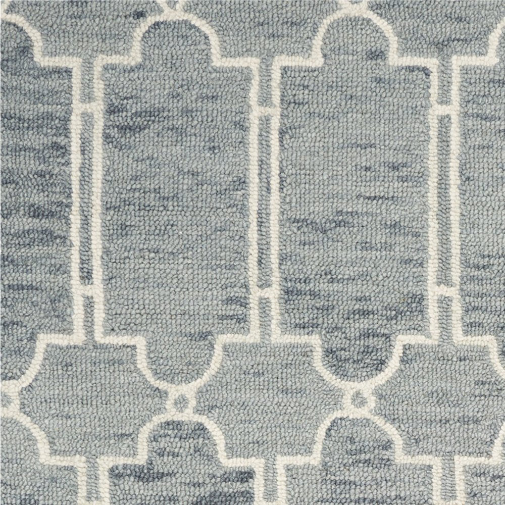 8' X 10' Slate Blue And Ivory Wool Geometric Hand Tufted Area Rug