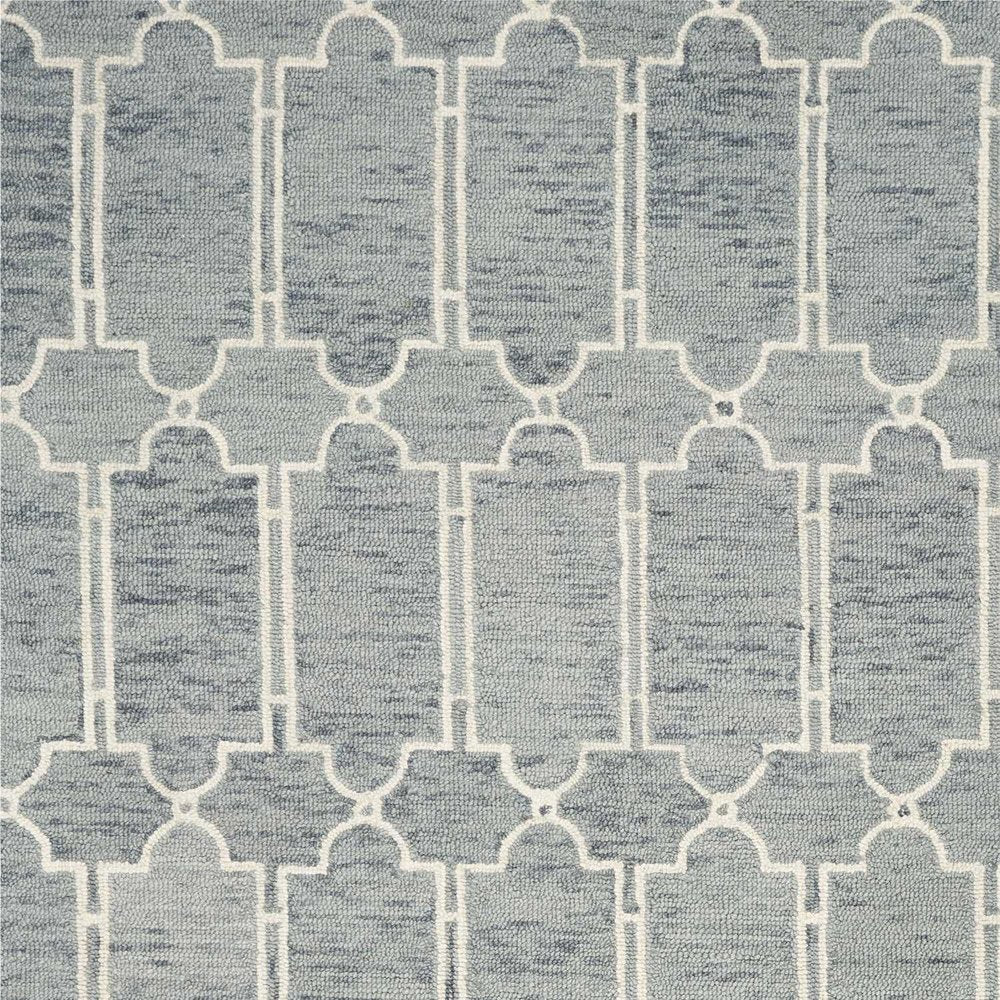 8' X 10' Slate Blue And Ivory Wool Geometric Hand Tufted Area Rug