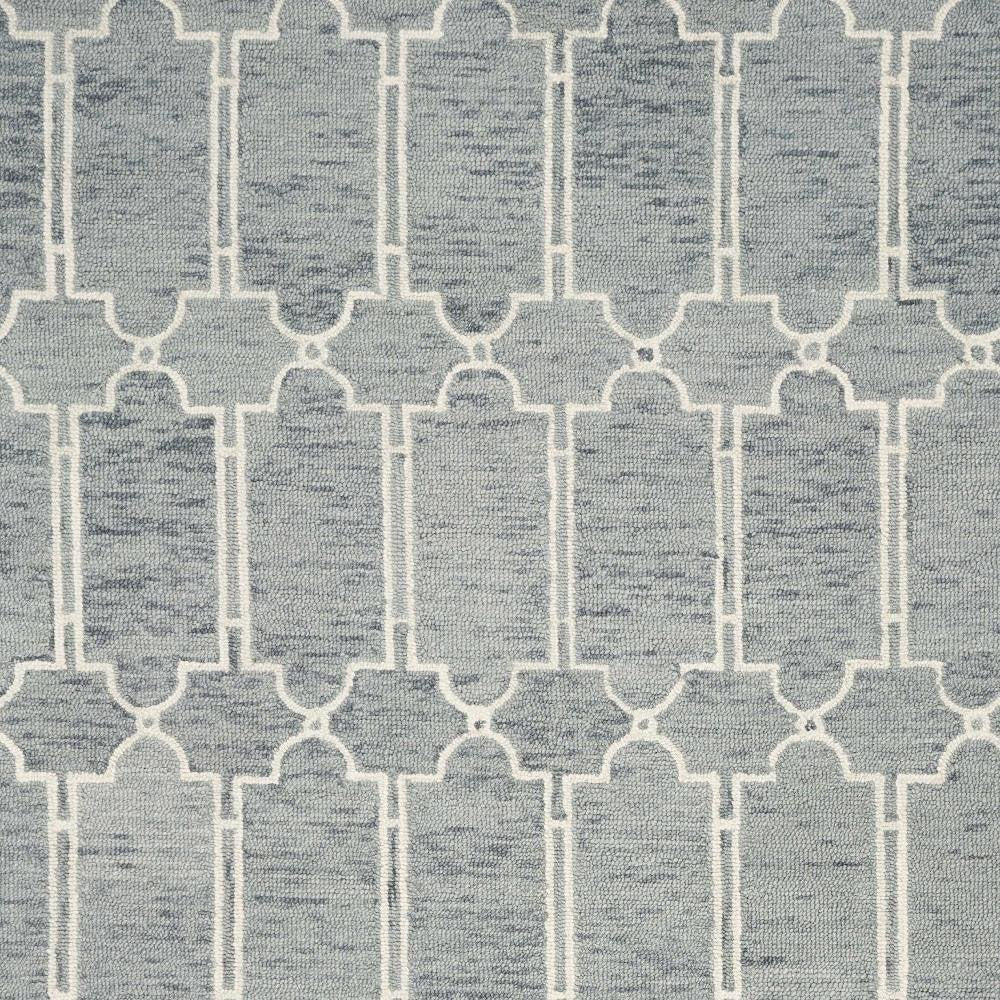8' X 10' Slate Blue And Ivory Wool Geometric Hand Tufted Area Rug