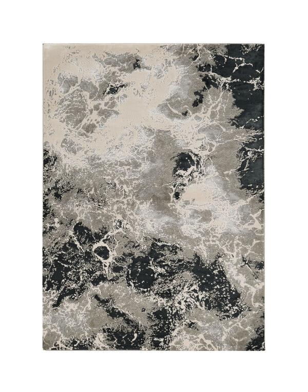 8' X 11' Silver And Black Abstract Area Rug