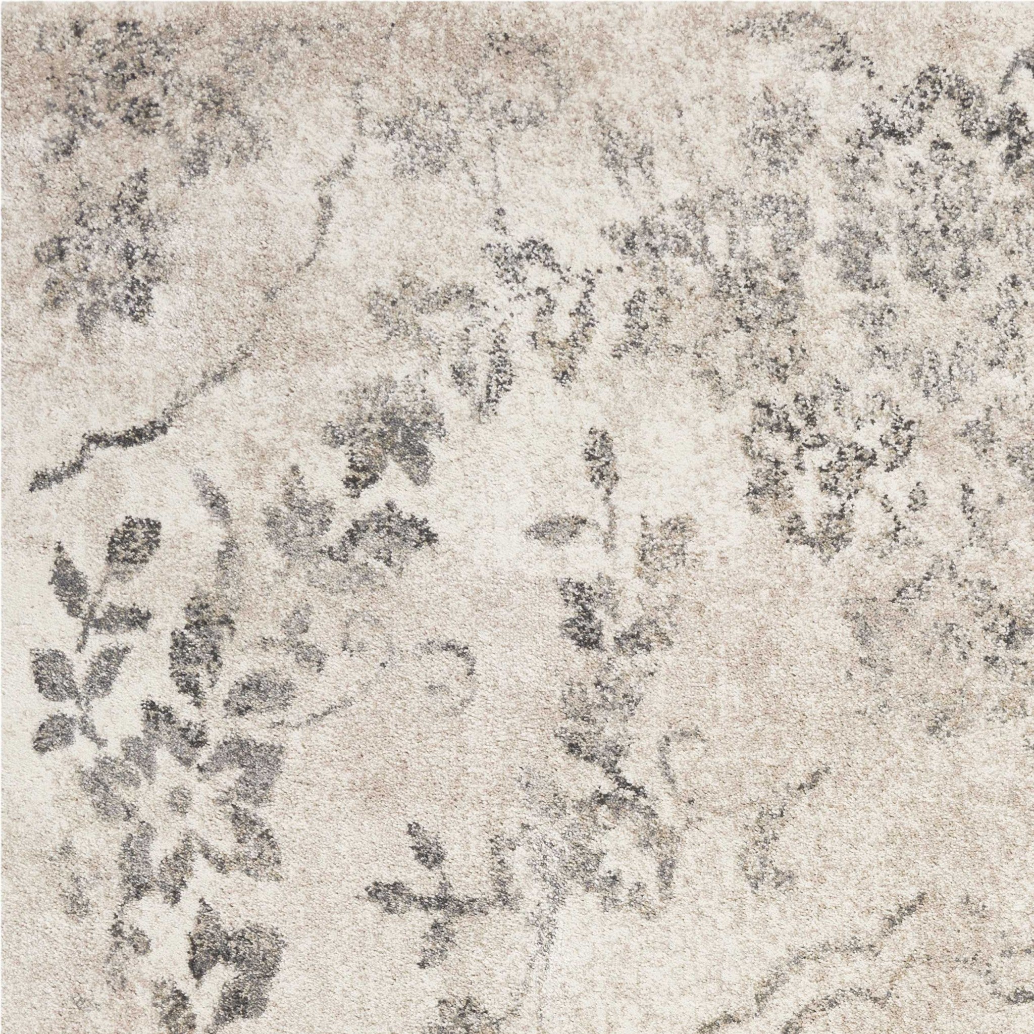 8' X 10' Gray And Tan Floral Distressed Area Rug